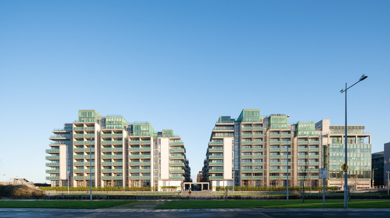 Spencer Dock apartment buildings beside the water in Dublin 1